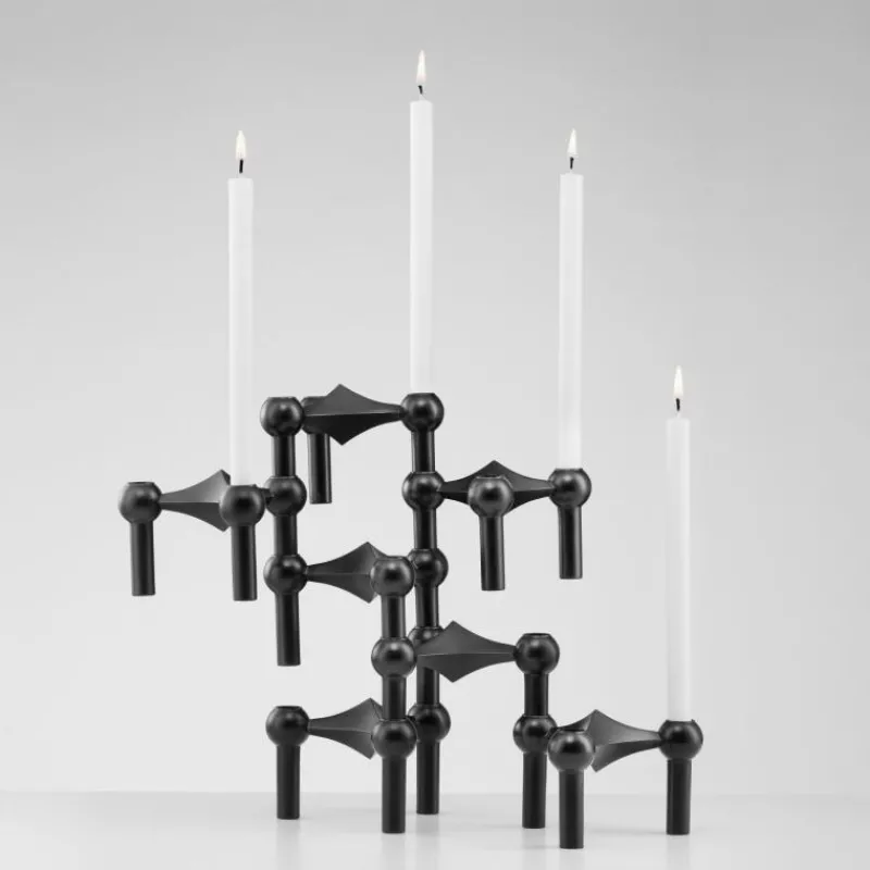 STOFF Nagel Kerzenhalter Schwarz 3er Set- Kerzenhalter
