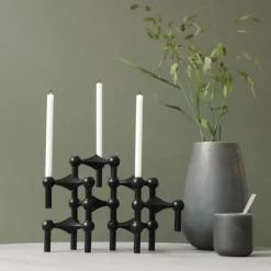 STOFF Nagel Kerzenhalter Schwarz 3er Set- Kerzenhalter