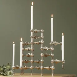 STOFF Nagel Kerzenhalter Chrom 3er Set- Kerzenhalter