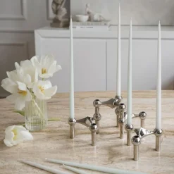 STOFF Nagel Stabkerzen Weiß zu Kerzenhalter Stoff 6er Set- Kerzen