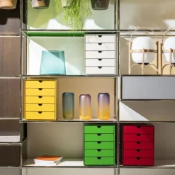 USM Haller USM Inos Kastenset C4 5 Schalen Rubinrot- Wohnaccessoires