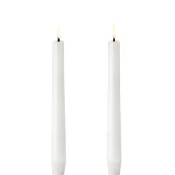 Uyuni Echtwachs-LED-Stabkerze Nordic White Smooth 20,5 cm 2er Set- Kerzen
