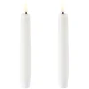 Uyuni Echtwachs-LED-Stabkerze Nordic White Smooth 15 cm 2er Set- Kerzen