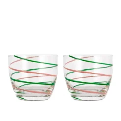 Villa Collection Styles Wasserglas Grün/Rosa 200 ml 2er Set- Wassergläser